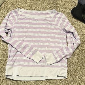 Nike Lavender and White Striped Long Sleeve Top